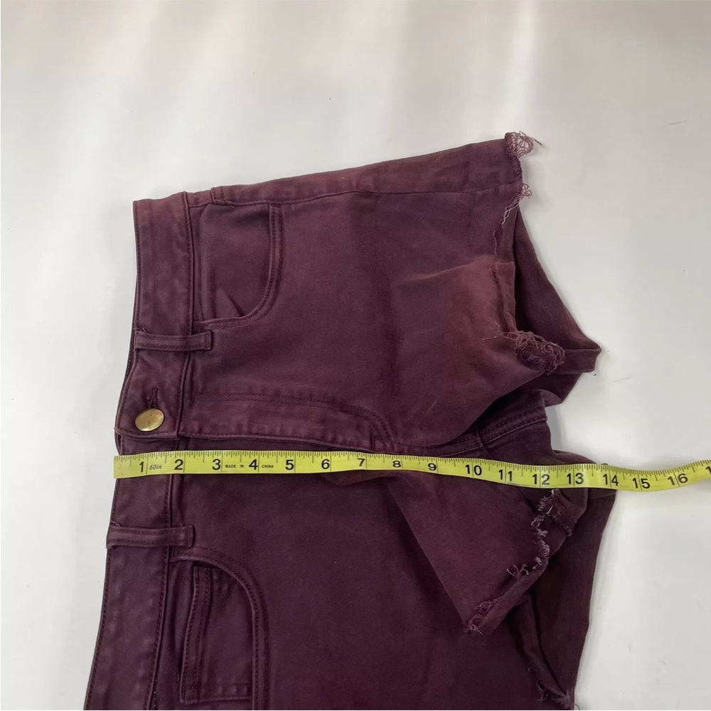 Y2K American Eagle Women Size 12 Hi Rise Shortie Shorts Jean Purple Stretch 0474 - Picture 2 of 9